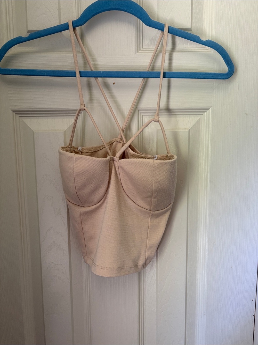 Forever 21 Nude Bustier Crop Top with Crisscross Straps